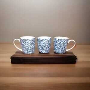 Laura Ashley Sweet Allysum Mugs 3X Lot Blue Ditsy Floral Tea Coffee Cottagecore